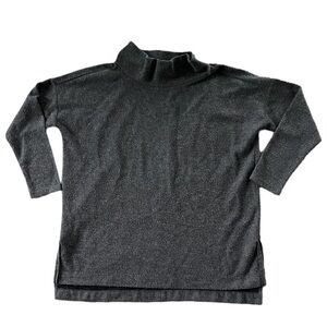Anthropologie Womens Grey Ribbed Mock Neck Sweater Size Small